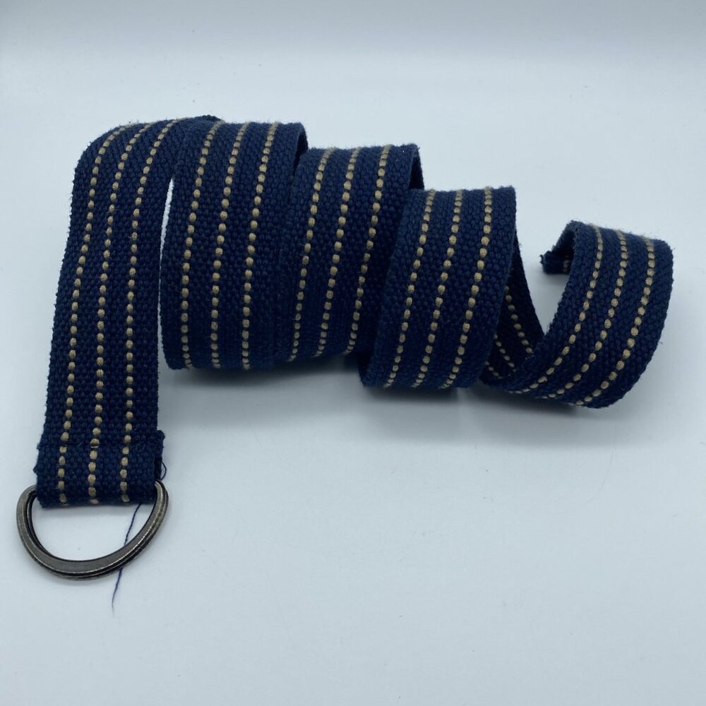 Unbranded Blue w/ Tan Thread D-Ring Belt Men's Size L End to End 43"